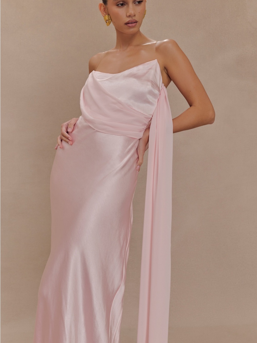 Meshki Carah satin and chiffon maxi dress